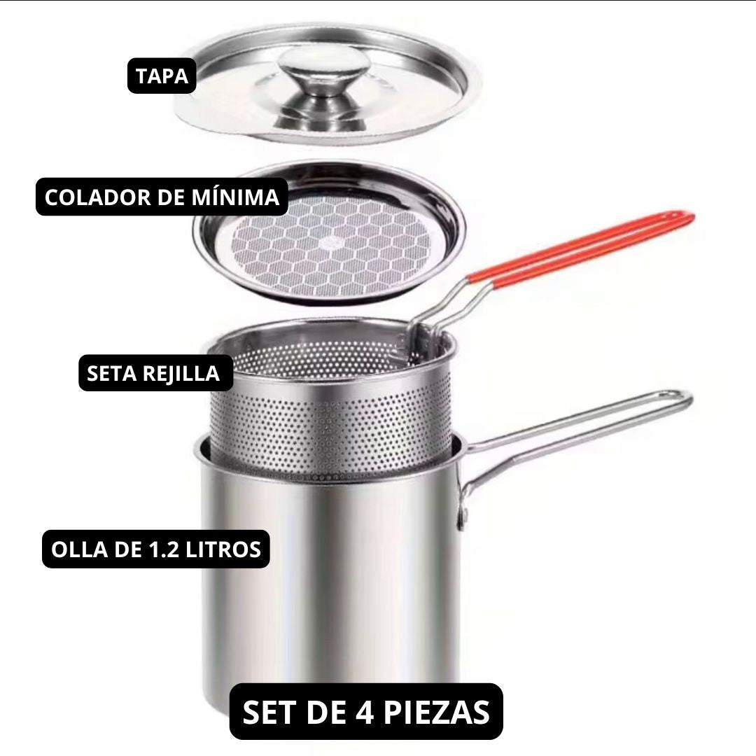 ✔ OLLA MULTIUSOS 4 PIEZAS DE 1.2 LITROS ✔