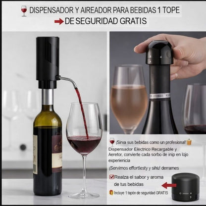 🍷 COMBO PREMIUM PARA VINO – EDICIÓN ESPECIAL 🎁 Llévate GRATIS tapón de seguridad + mini botella con sacacorcho