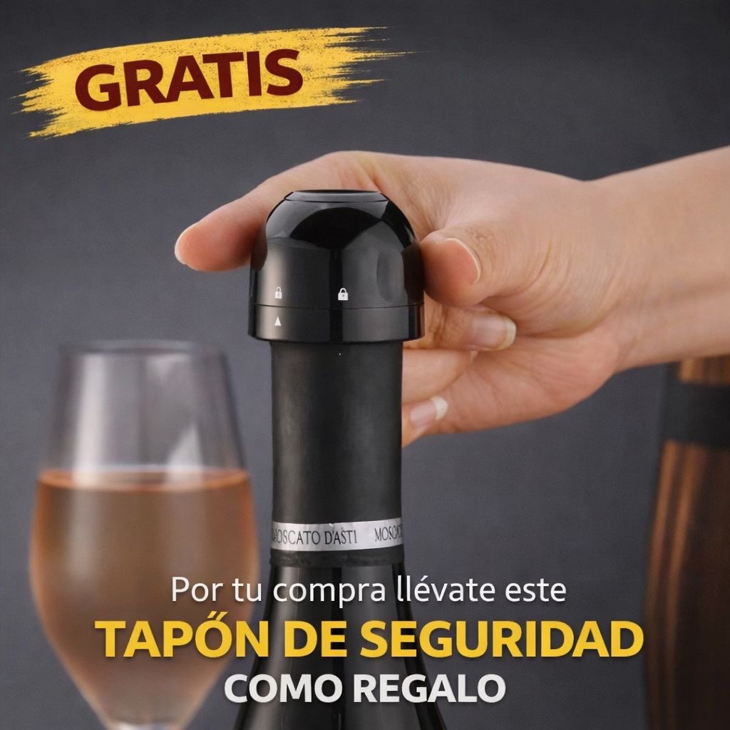 🍷 COMBO PREMIUM PARA VINO – EDICIÓN ESPECIAL 🎁 Llévate GRATIS tapón de seguridad + mini botella con sacacorcho